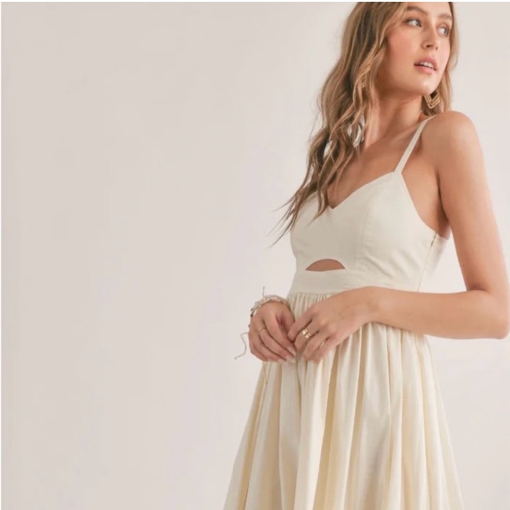 Spaghetti Strap Cream Cutout Maxi Dress